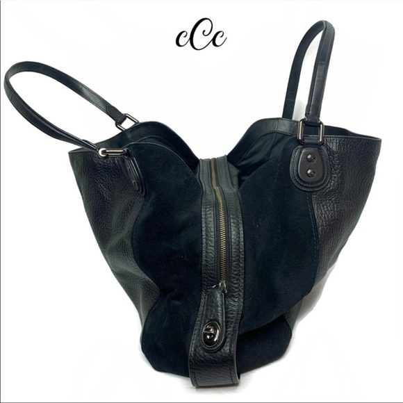 Coach Edie Black 42 Mixed Black Leather Bag RARE - Picture 3 of 9